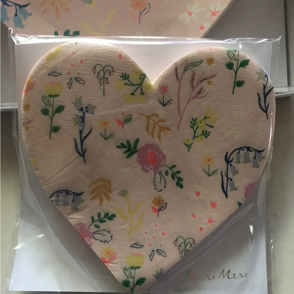 Meri Meri Heart Floral Paper Plates Cup Napkin Bundle Party Valentine Mom